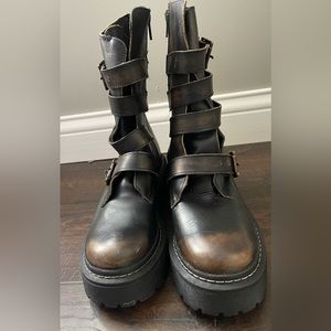 Steve Madden brown leather combat booths